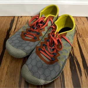 Merrell size 11 barefoot shoes, orange yellow and gray